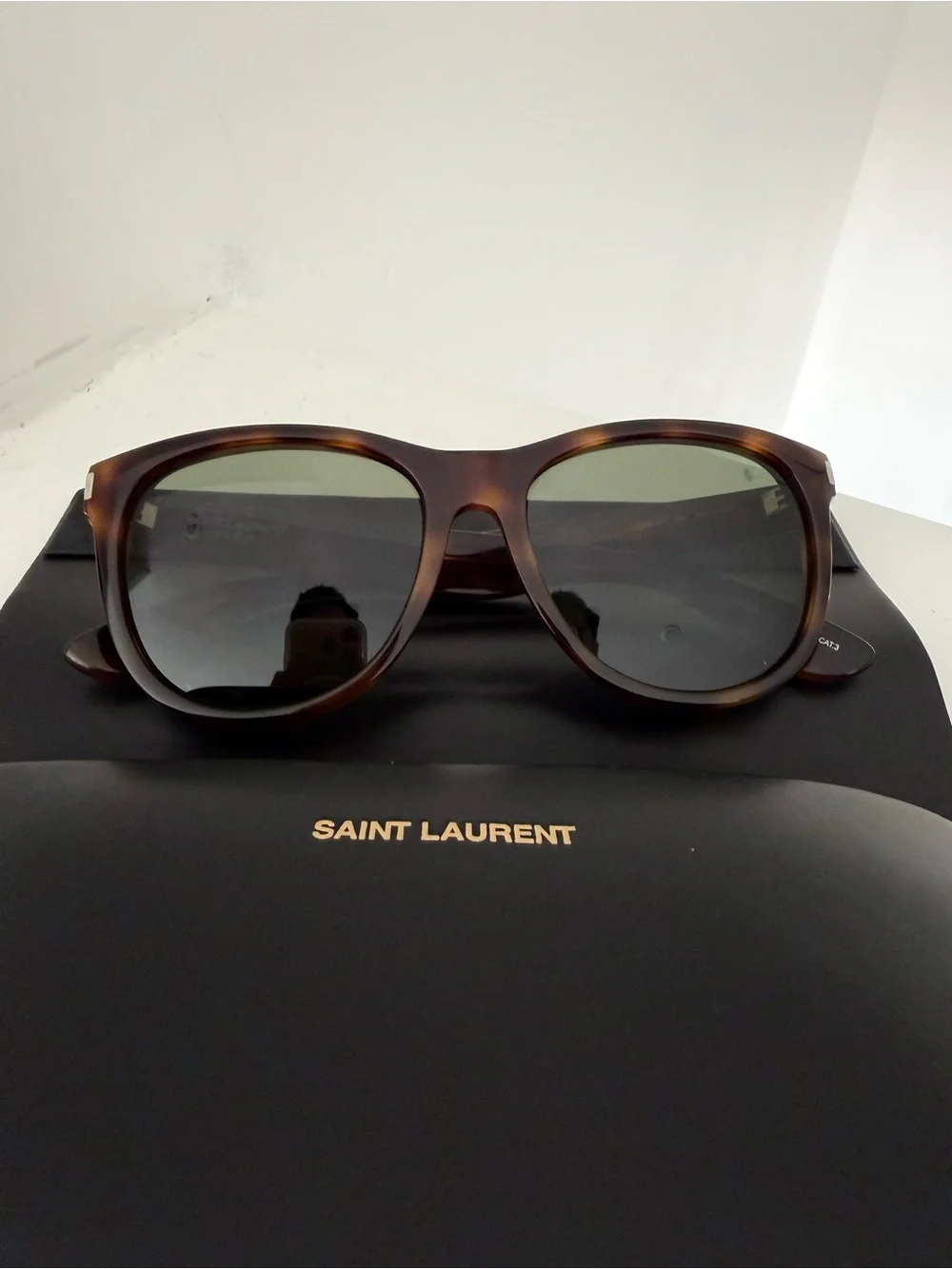 Saint Laurent Black Leather Sunglasses Case